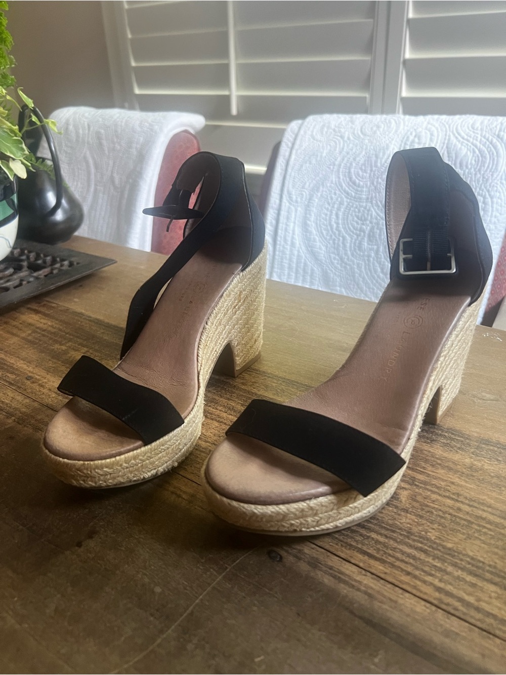 Black Espadrille Platform Sandals with Ankle Strap